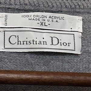 Vintage 90’s - Cristian Dior Light Gray V-Neck Sweater